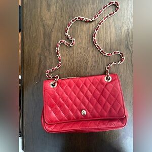 Elegant Vintage Quilted Leather Bag - Red